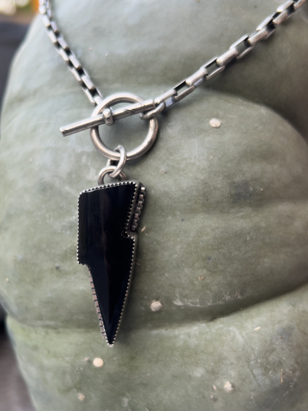 Jet bolt toggle necklace