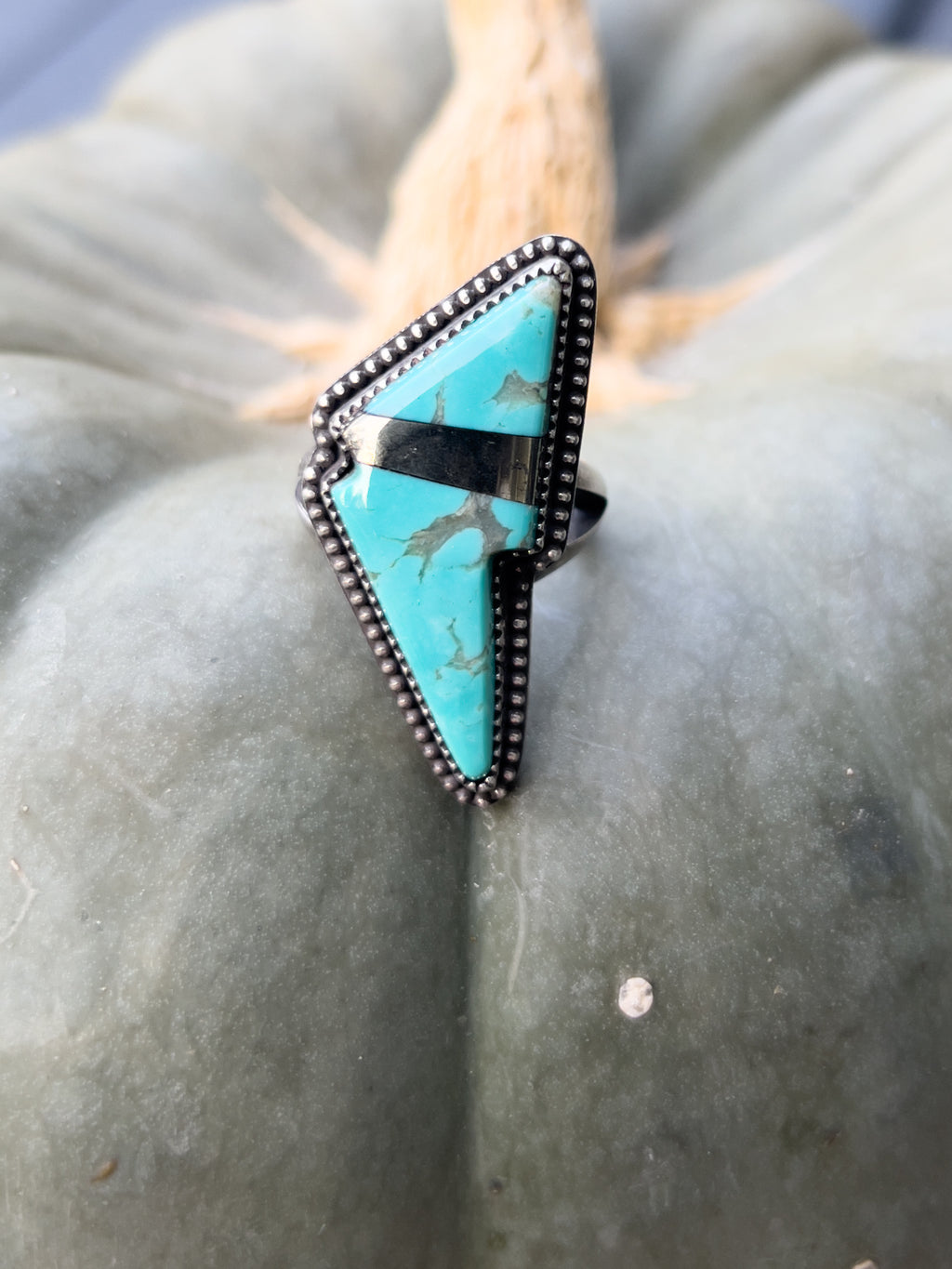 Turquoise and pyrite size 7