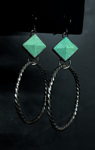 Pyramid turquoise hoops
