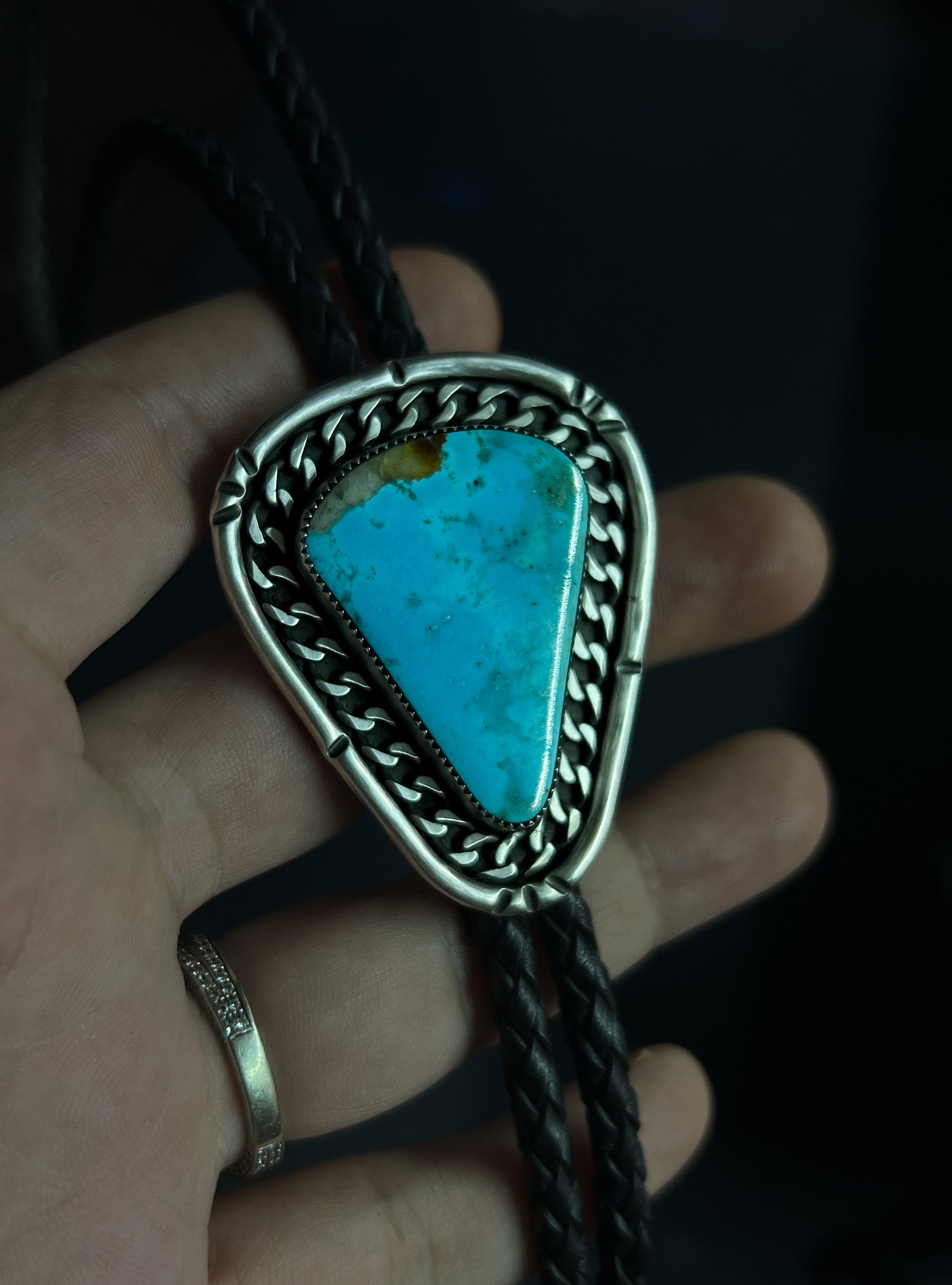 Turquoise and chain bolo