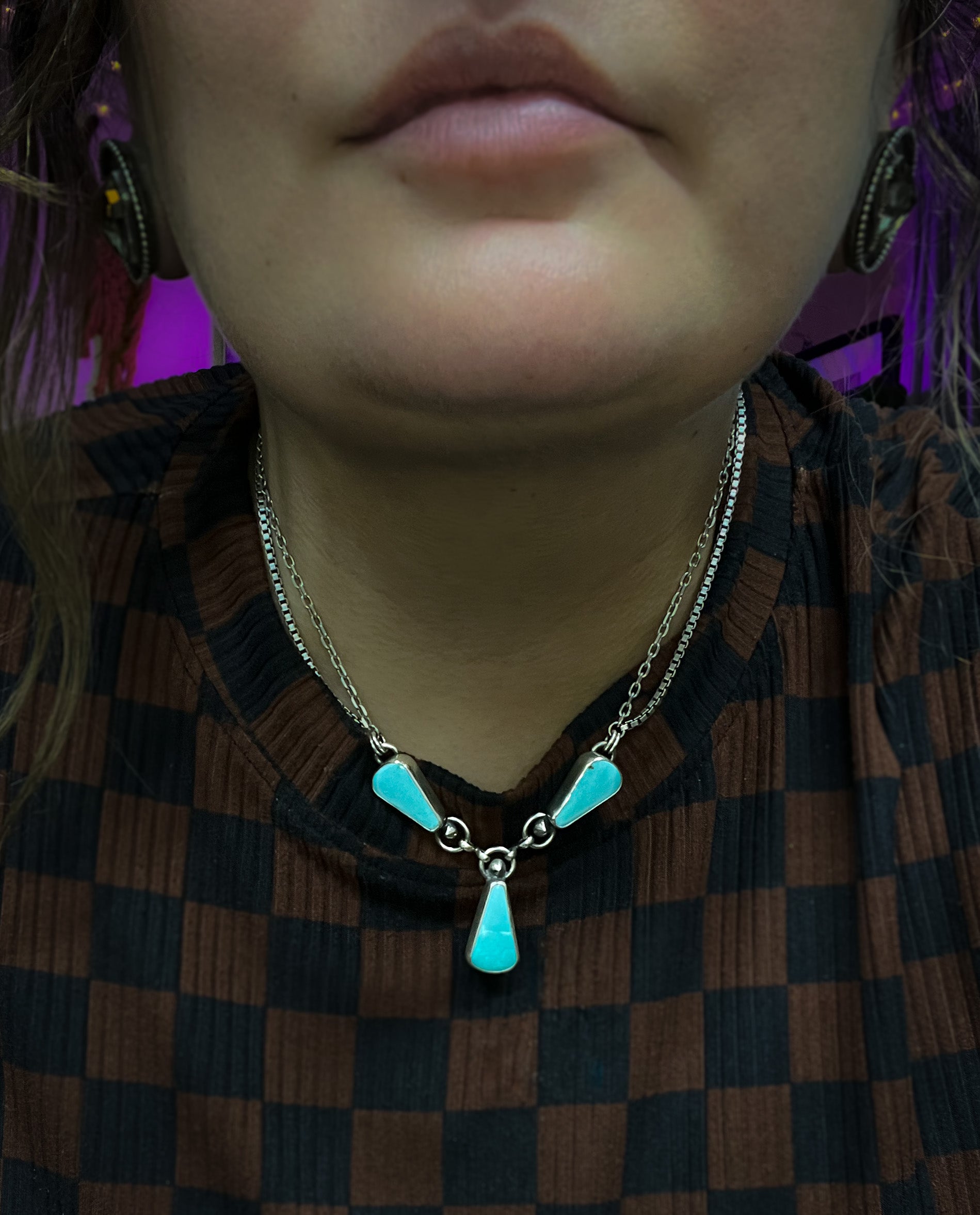 Triple turquoise heavy necklace